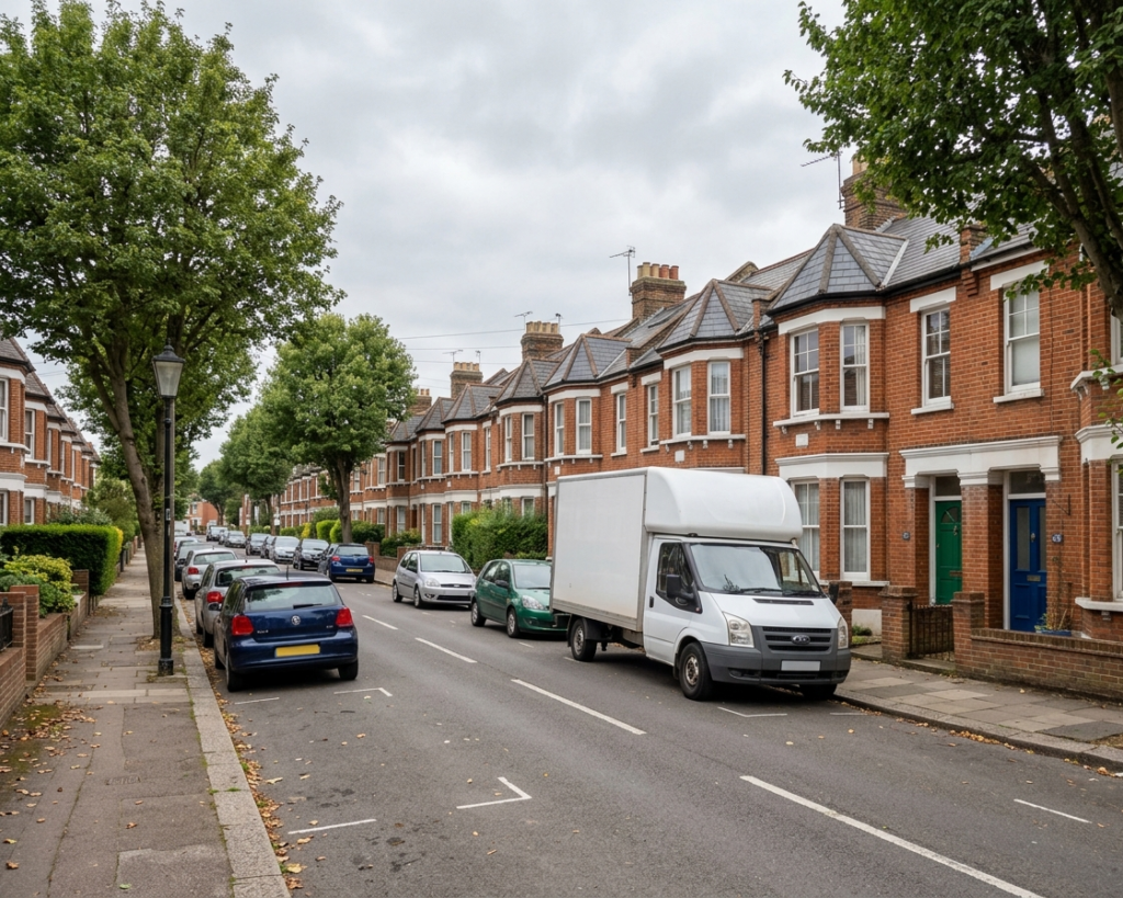 Victorian terraced street in Gravesend where Hadley's Removals operates