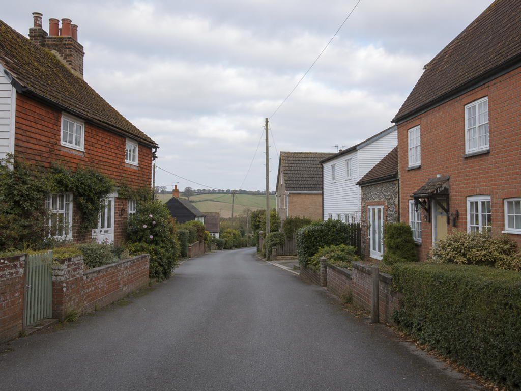 Small village street in Bean Kent with traditional houses