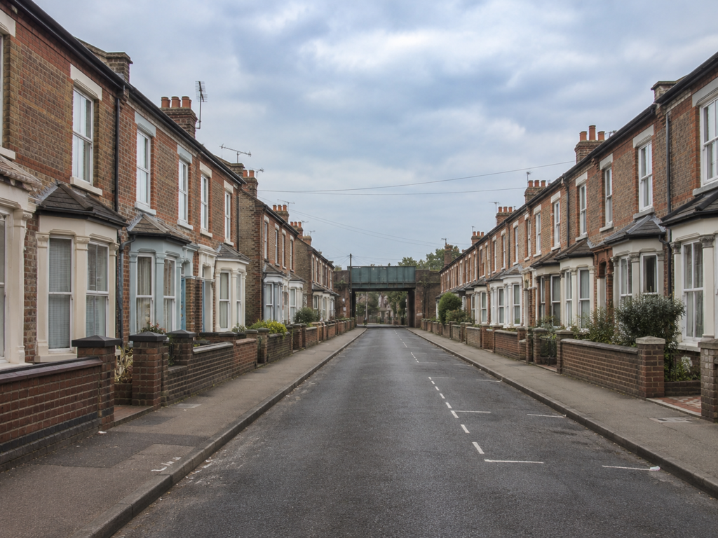 Victorian terraced street in Crayford near the railway station