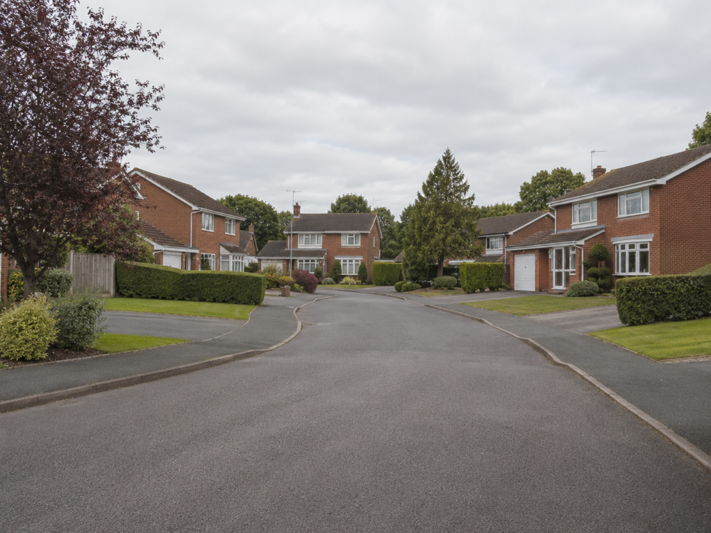 Quiet suburban estate street in Istead Rise with post-war detached homes