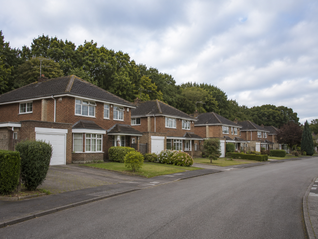 Modern residential street in Joydens Wood with detached family homes