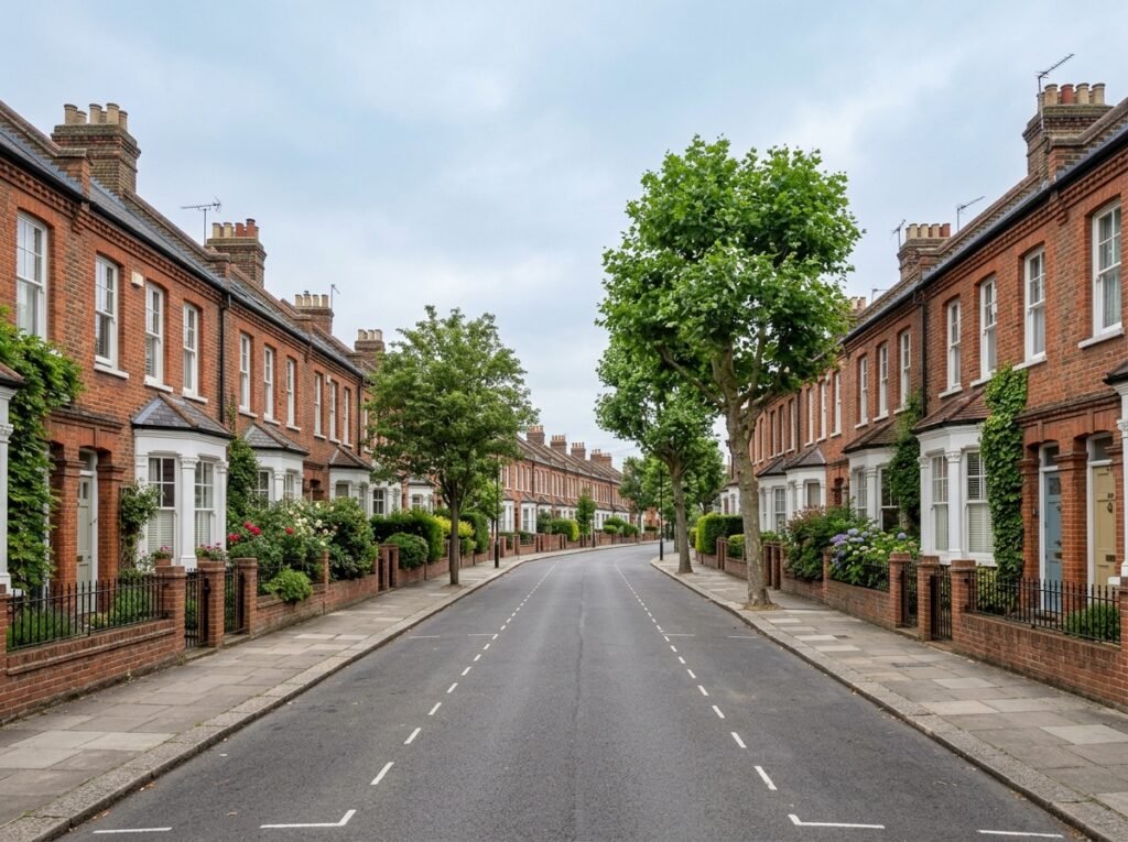 Victorian terraced street in Penge with bay-windowed period houses