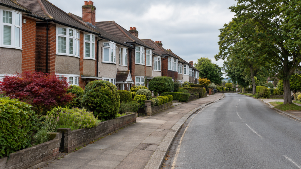 Established residential street in Dartford with 1930s semi-detached homes and mature trees
