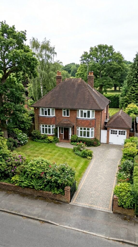 Substantial 1930s detached family home in Hayes village Bromley with mature garden and parks behind
