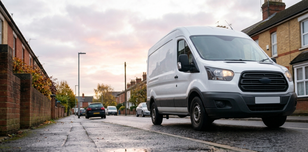 A removal van arriving in the early morning for a last-minute move