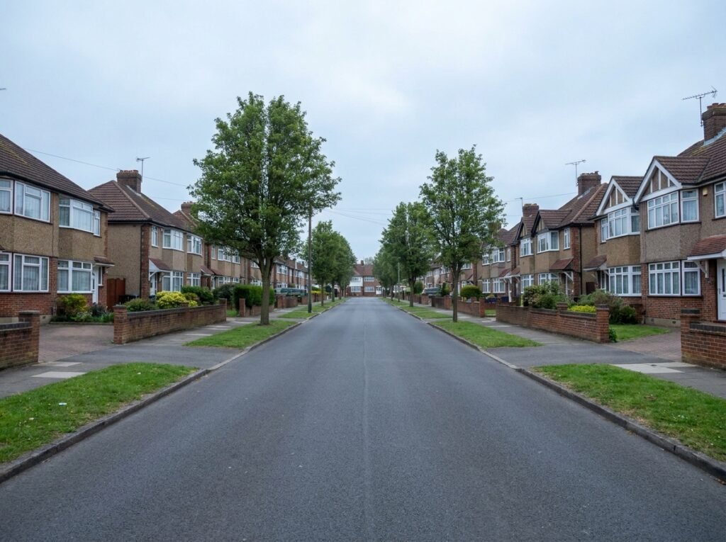 Residential street of 1930s estate houses in Mottingham SE9