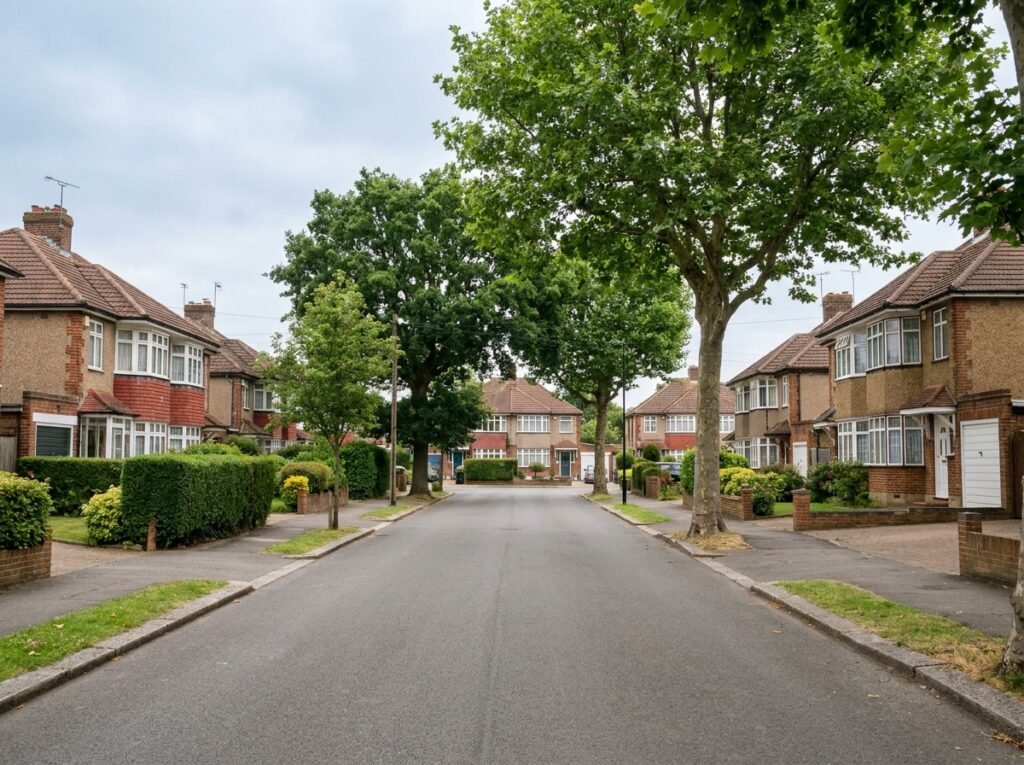 Quiet 1930s residential street in New Eltham SE9