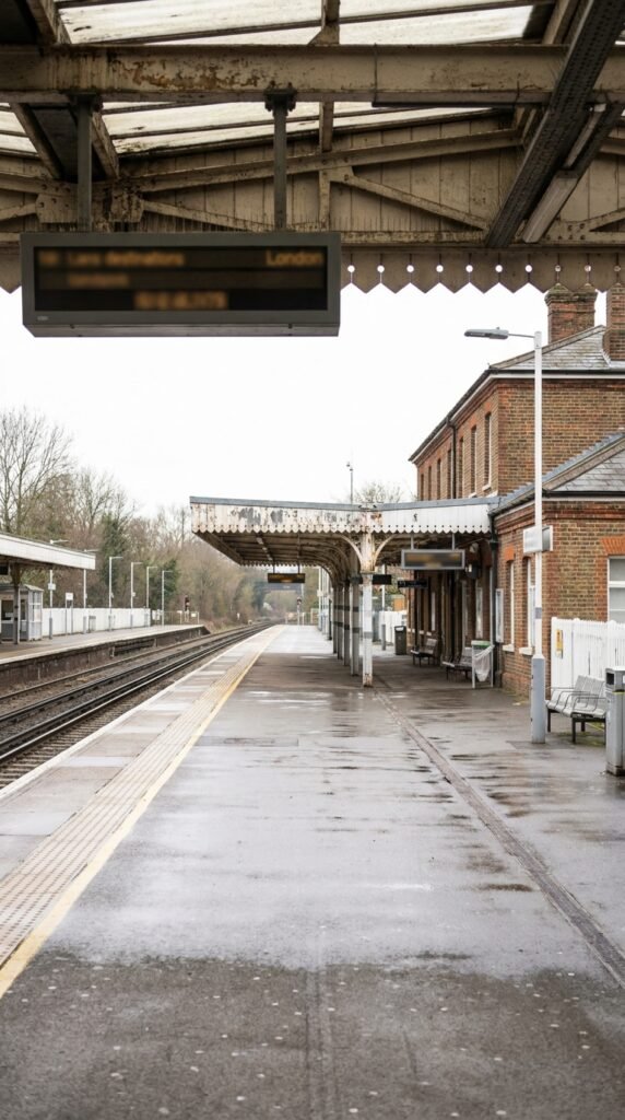 Southeastern railway station platform in Eltham serving central London routes