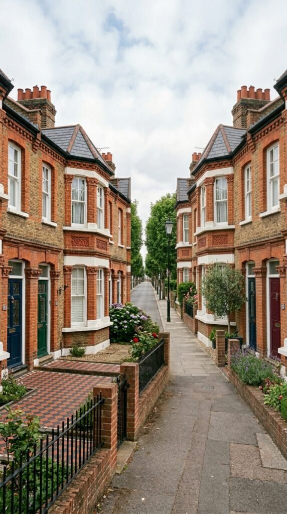 Victorian bay-fronted terraced houses on a Thornton Heath residential street with period detailing